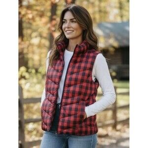 Lands End Buffalo Check Quilted Puffer Vest Size 3X